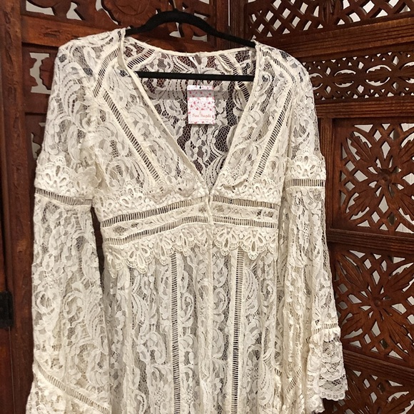 New Free People Rhiannon lace Kimono size xsmall, cream - Picture 4 of 4